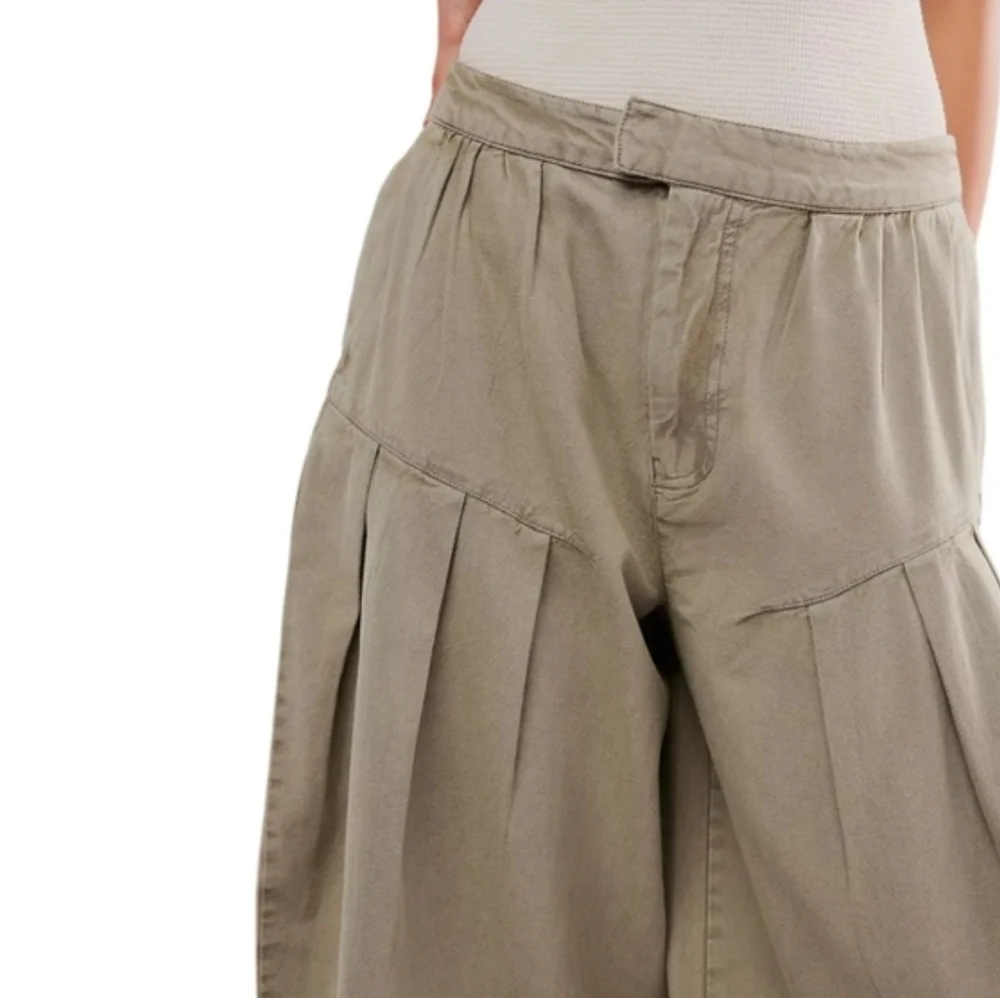 Sarina Pleated Barrel Trousers Cotton Lightweight Drapey Full Black Size 6 NWT - Picture 10 of 16